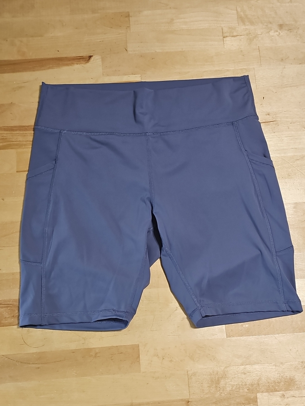 High Rise 8" Biker Shorts Pockets Slate Blue Size XL